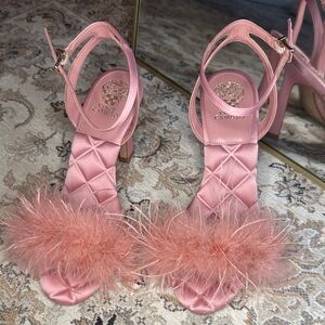 Vince Camuto Blush Feathered Heels